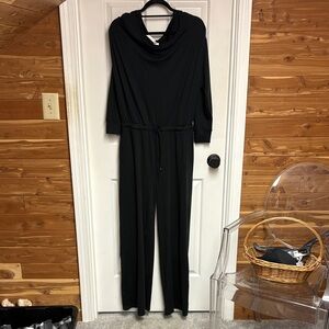 Fabletics Black Cowl-Neck Long-Sleeve Jumpsuit